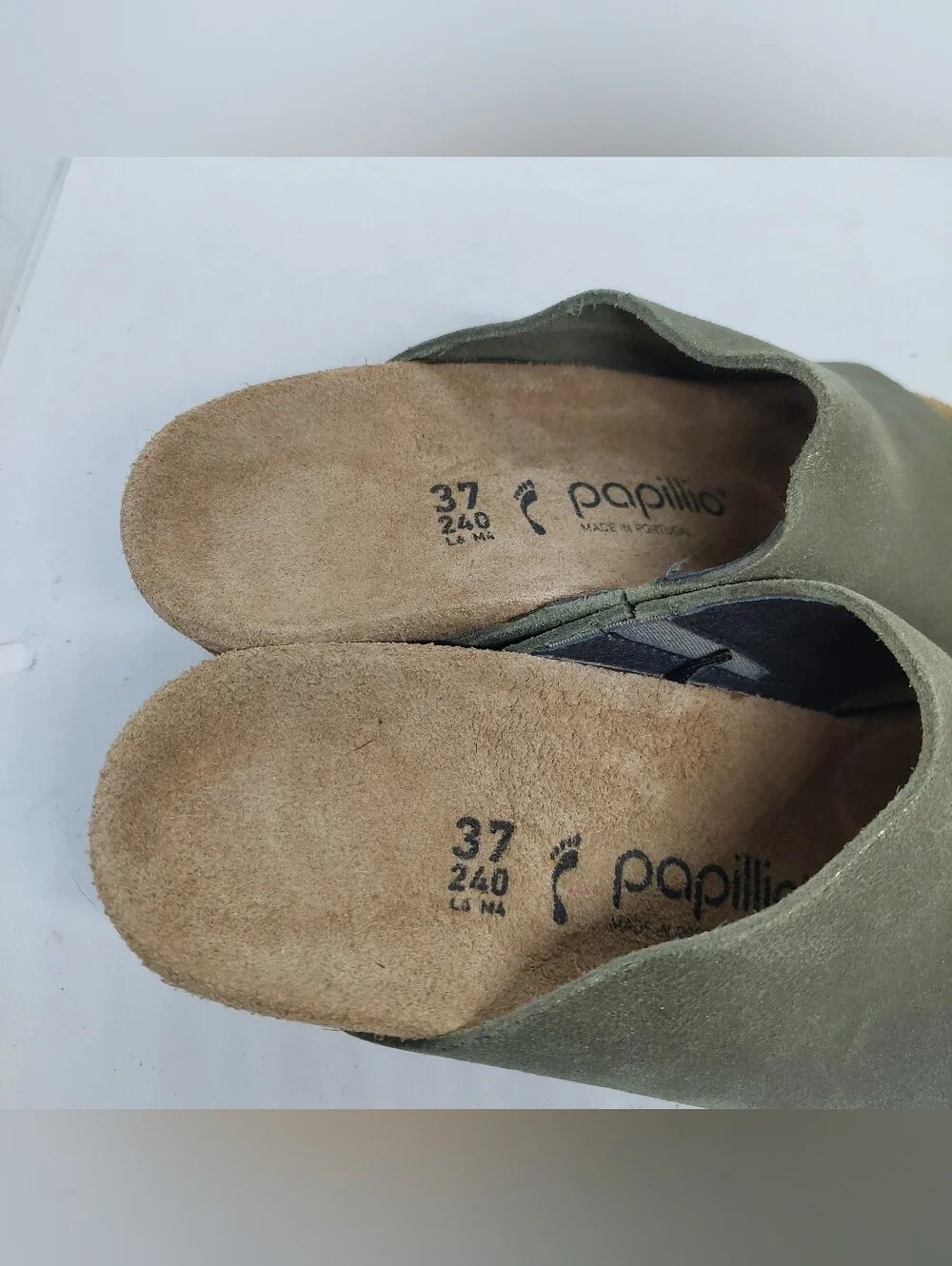 Papillio by Birkenstock Namica Suede Wedge Olive Green Metallic Womens Size 6